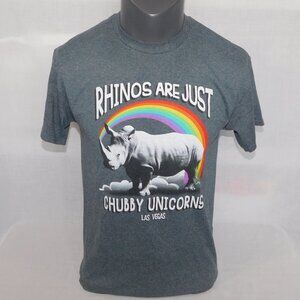 RHINOS ARE JUST  CHUBBY UNICORNS Las Vegas Rainbow Mens M Graphic T Shirt